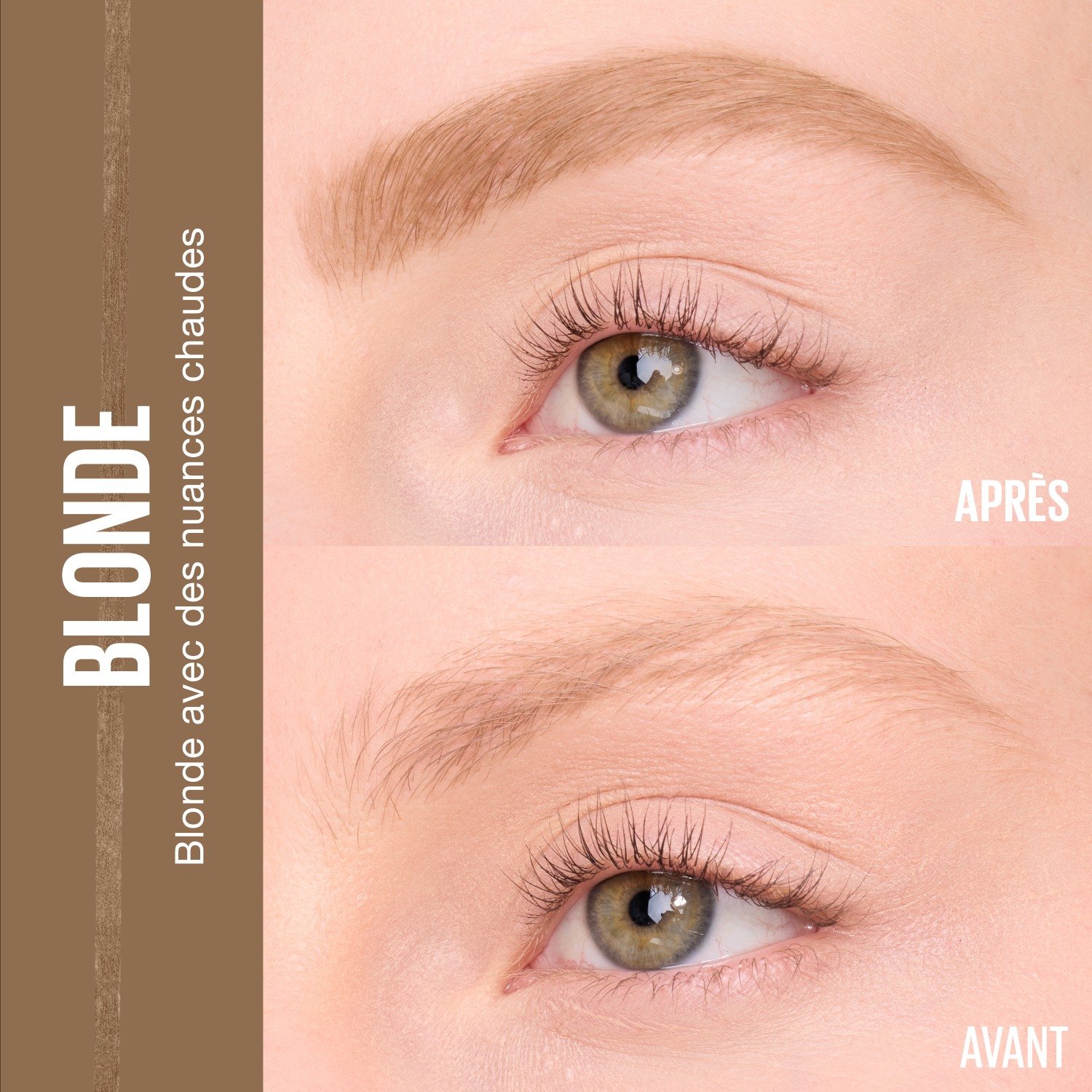 Photo avant/après d'un sourcil maquillé avec le crayon à sourcils Brow Ultra Slim, sans