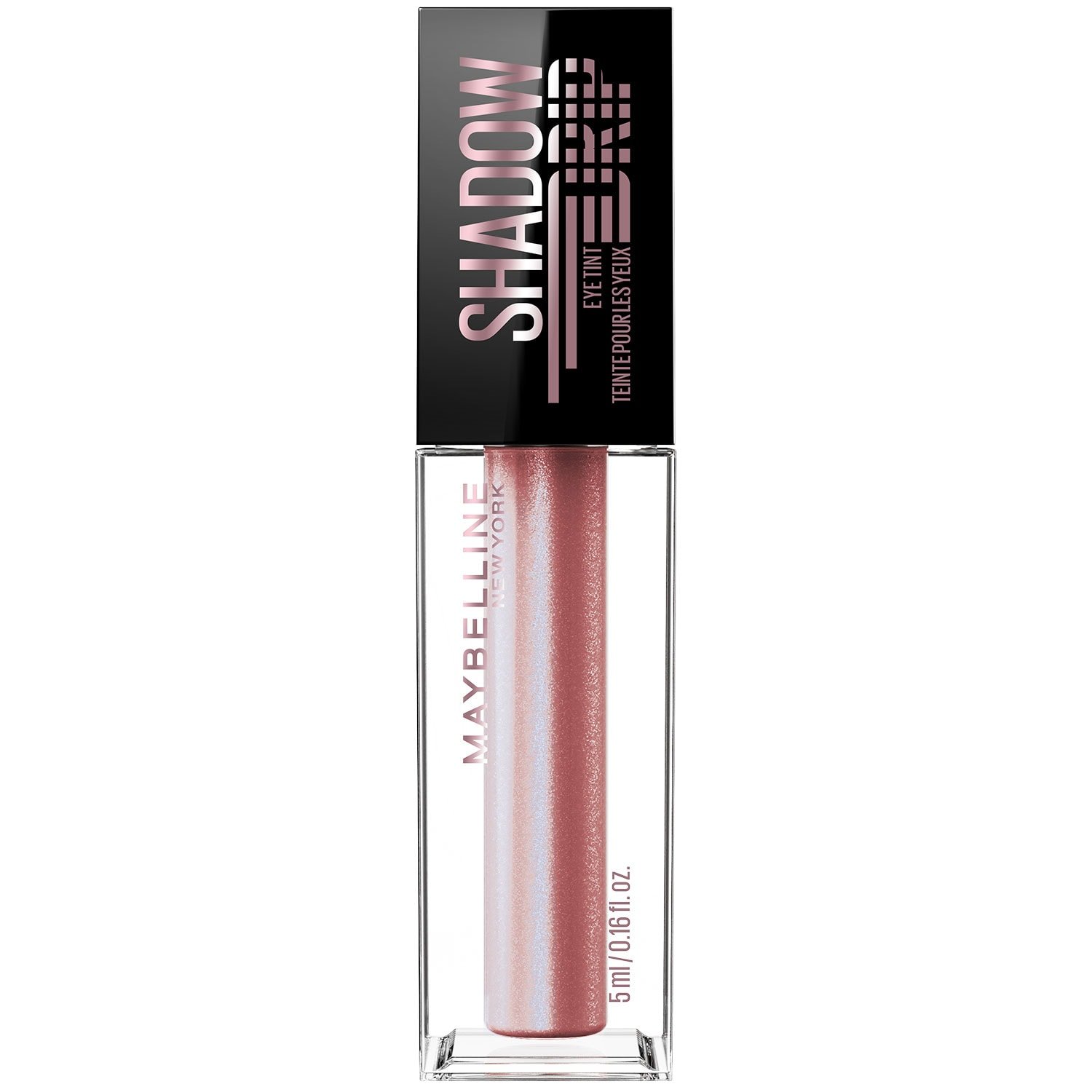 Maybelline Chroma Liquid Eyeshadow mit flüssiger Textur im durchsichtigen Flakon vor weißem Hintergrund.