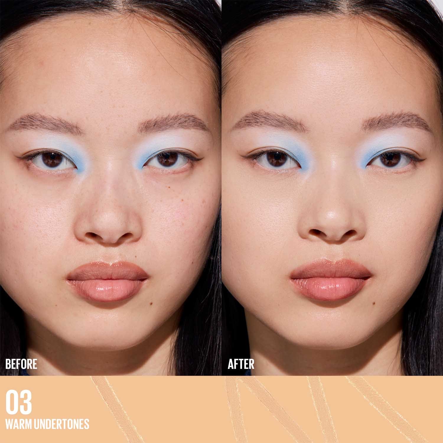 Vorher-Nachher-Vergleich der Anwendung des Fit Me Microscopic Concealers zum Abdecken von Rötungen