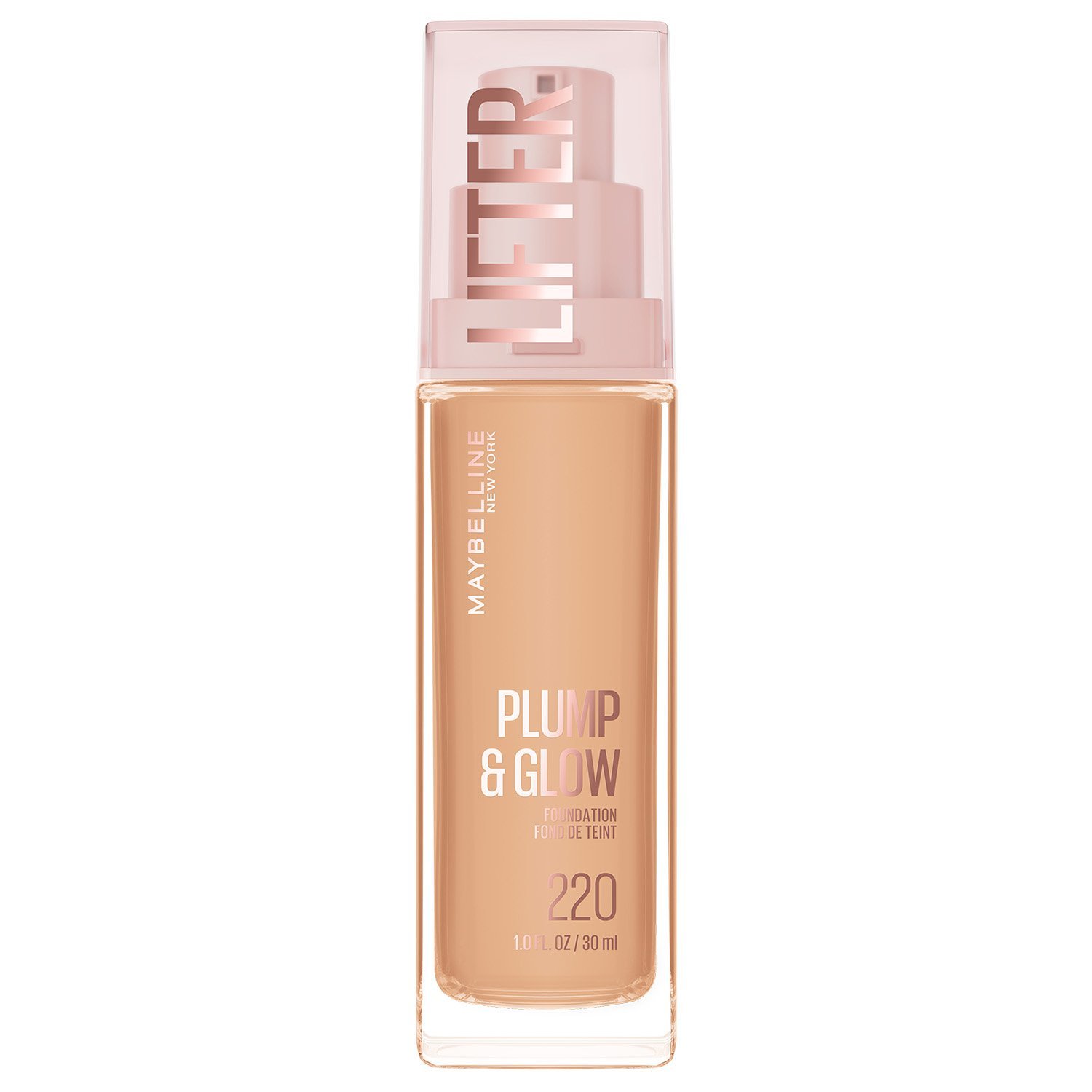 Un fond de teint Lifter Plump & Glow sur fond blanc.