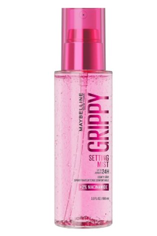 Eine Frontalansicht des Maybelline Grippy Setting Mists auf weißem Hintergrund