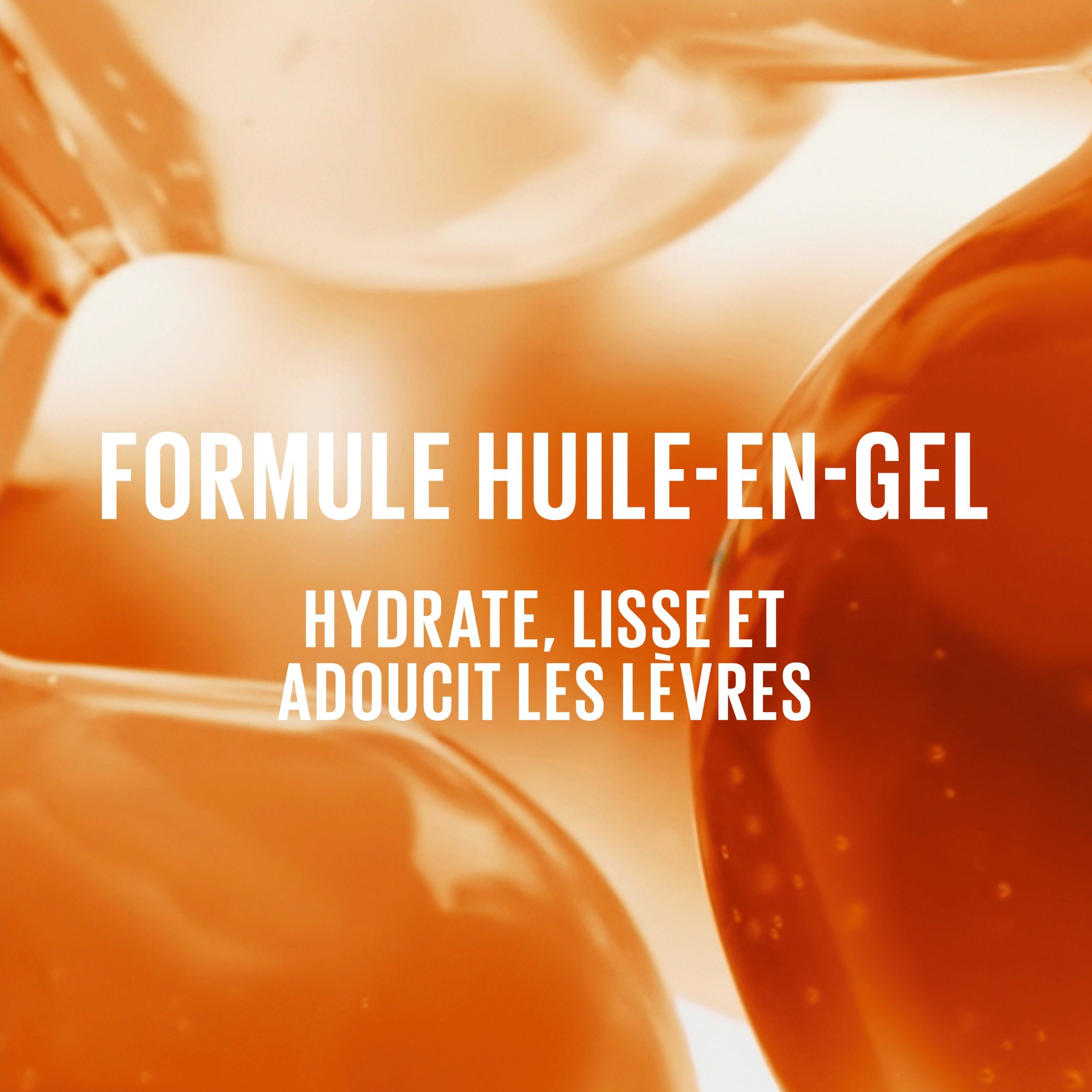 Image abstraite illustrant la formule « huile dans un gel », qui promet des lèvres hydratées, lisses et souples.