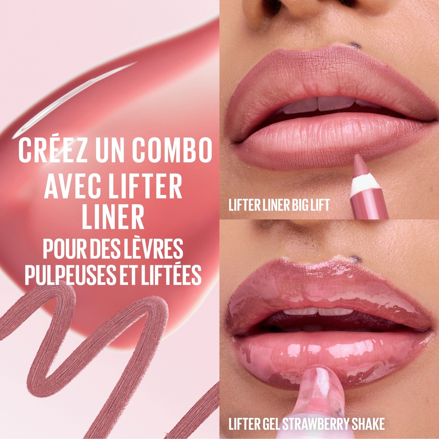 Conseils d'utilisation pour associer le Lifter Liner et le Lifter Gel afin d'obtenir des lèvres plus pulpeuses avec un effet liftant.