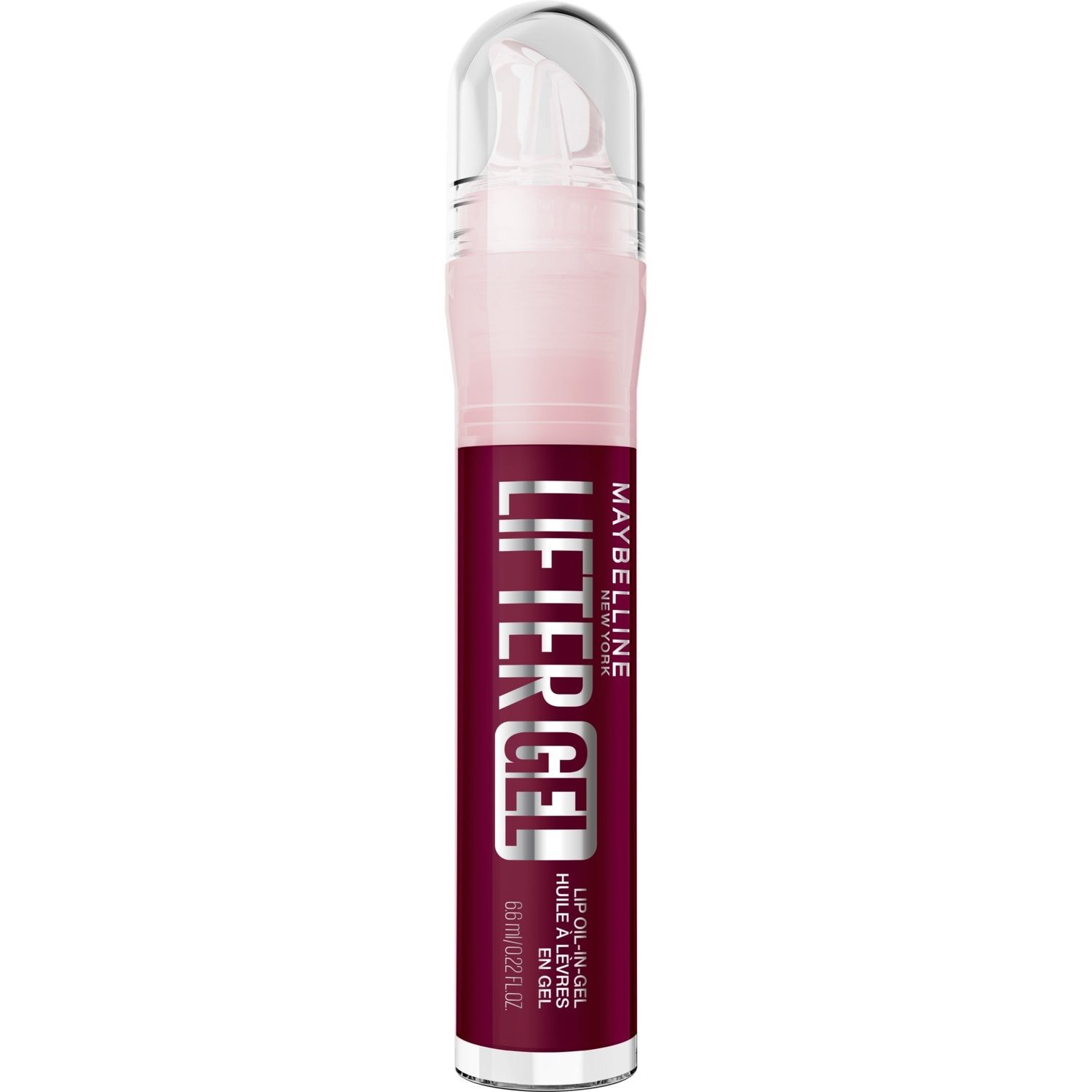 Emballage du produit « Maybelline Lifter Gel Lip Oil-in-Gel » sur fond blanc.
