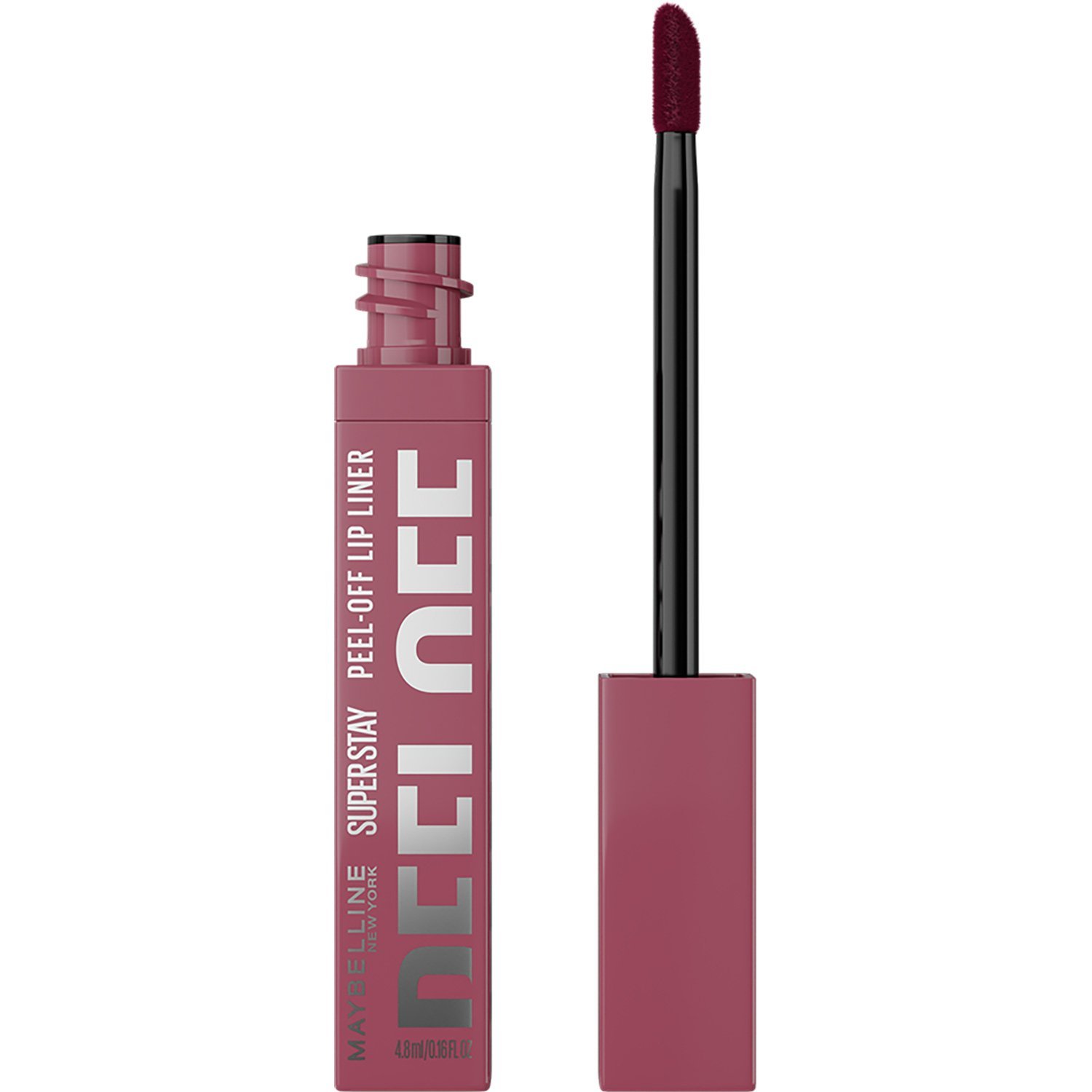 Der geöffnete Maybelline Super Stay Peel-Off Lip Liner mit seinem präzisen Applikator auf schlichtem weißem Hintergrund.