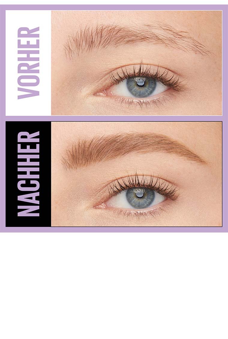 Vorher/Nachher Abbildung des Express Brow Shaping Pencil Augenbrauenstift&nbsp;in Shade Blonde von Maybelline