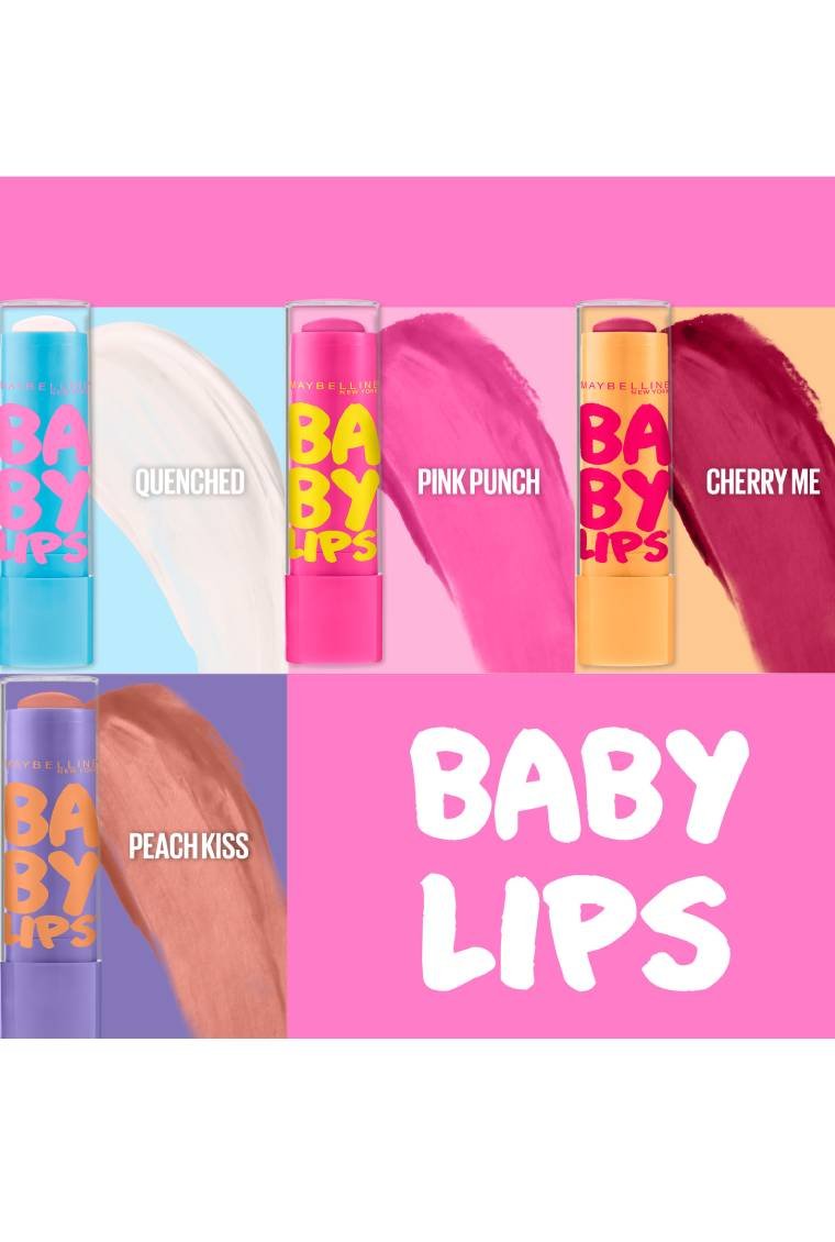 Eine grafische Zusammenfassung zeigt die vier Baby Lips Varianten samt Swatches.